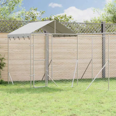 vidaXL Padoc exterior cu acoperiș argintiu 10x6x2,5 m oțel galvanizat