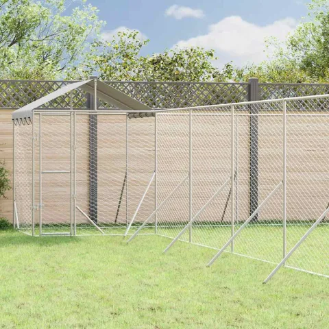 vidaXL Padoc exterior cu acoperiș argintiu 12x12x2,5 m oțel galvanizat