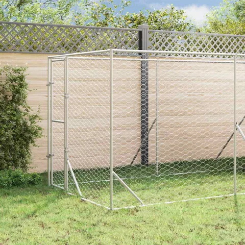 vidaXL Padoc de exterior cu acoperiș argintiu 2x6x2,5m oțel galvanizat