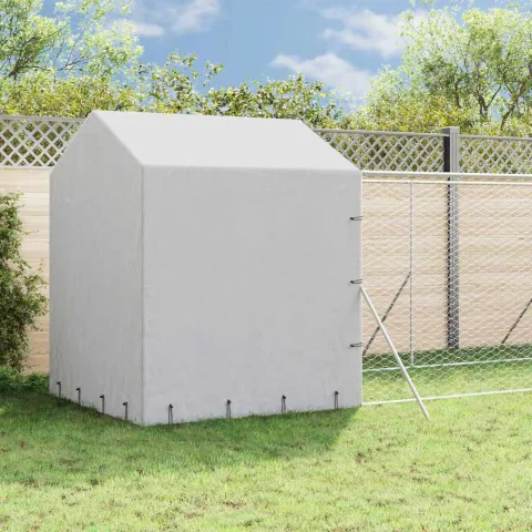 vidaXL Padoc exterior cu acoperiș argintiu 2x10x2,5 m oțel galvanizat