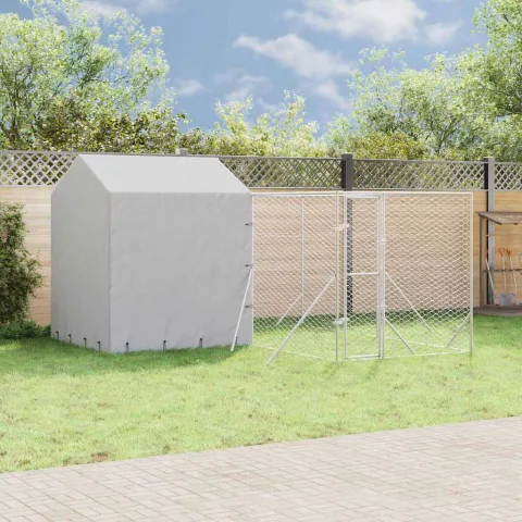 vidaXL Padoc exterior cu acoperiș argintiu 4x4x2,5 m oțel galvanizat