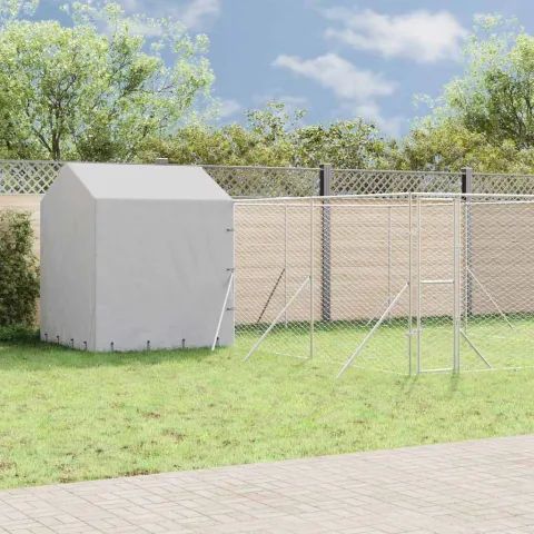 vidaXL Padoc de exterior cu acoperiș argintiu 6x6x2,5m oțel galvanizat