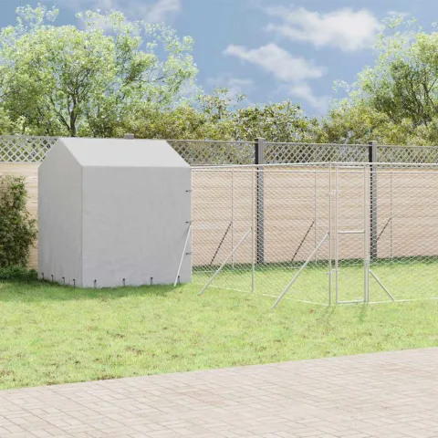 vidaXL Padoc exterior cu acoperiș argintiu 10x6x2,5 m oțel galvanizat