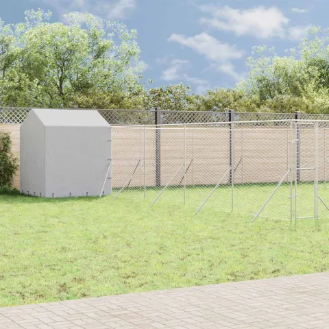 vidaXL Padoc exterior cu acoperiș argintiu 10x10x2,5 m oțel galvanizat