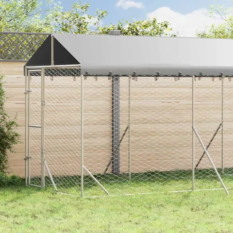 vidaXL Padoc de exterior cu acoperiș argintiu 2x6x2,5m oțel galvanizat
