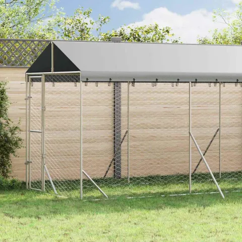 vidaXL Padoc exterior cu acoperiș argintiu 2x10x2,5 m oțel galvanizat