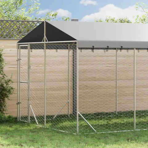 vidaXL Padoc de exterior cu acoperiș argintiu 3x6x2,5m oțel galvanizat