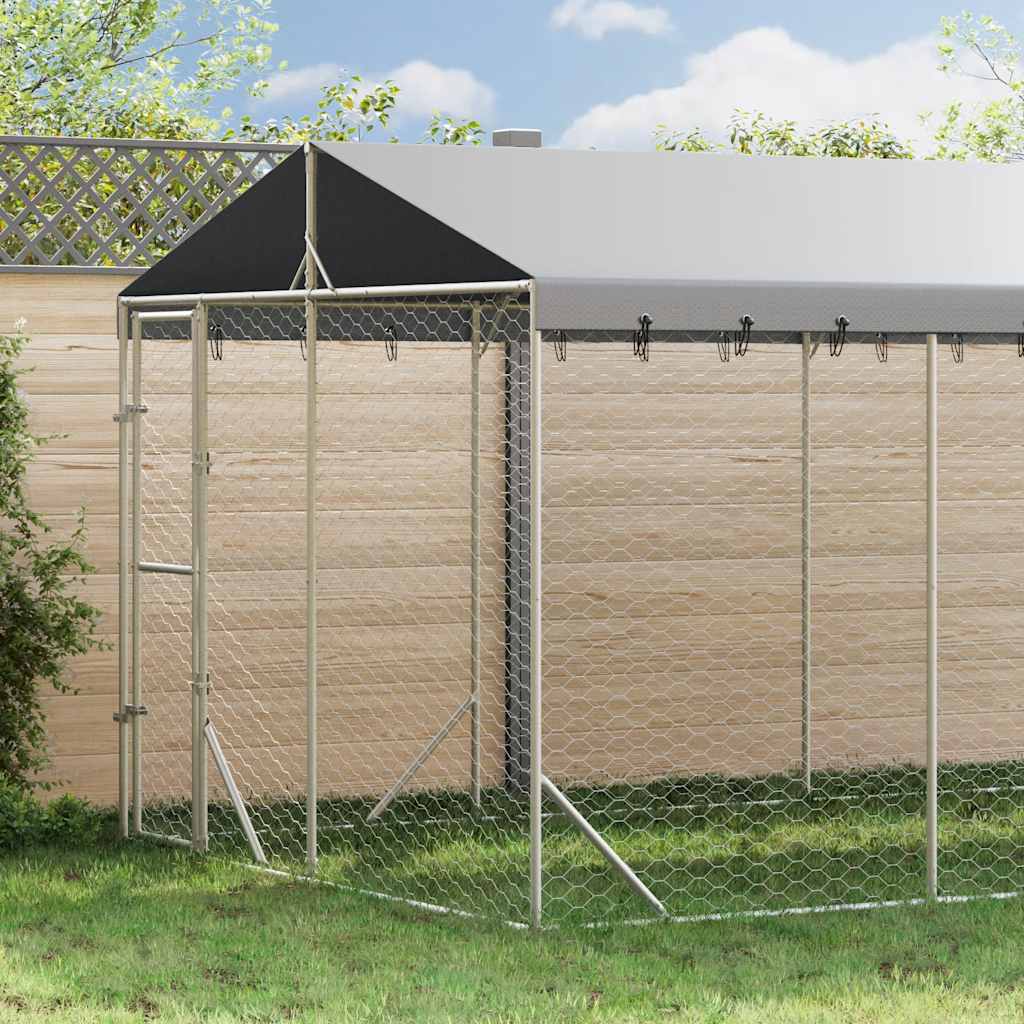 vidaXL Padoc de exterior cu acoperiș argintiu 3x6x2,5m oțel galvanizat