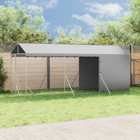 vidaXL Padoc de exterior cu acoperiș argintiu 2x6x2,5m oțel galvanizat