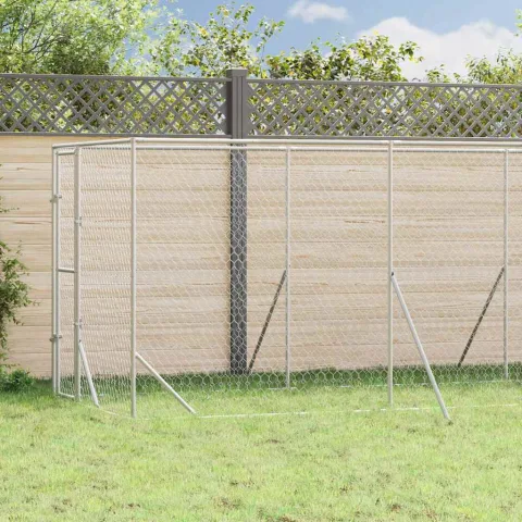 vidaXL Padoc de exterior pentru câini argintiu 2x6x2 m oțel galvanizat