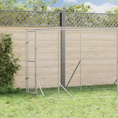 vidaXL Padoc de exterior pentru câini argintiu 2x10x2m oțel galvanizat