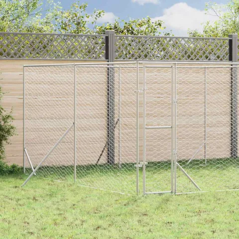 vidaXL Padoc de exterior pentru câini argintiu 4x4x2 m oțel galvanizat