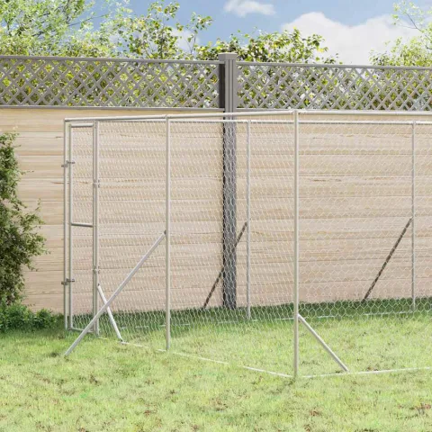 vidaXL Padoc de exterior pentru câini argintiu 4x12x2m oțel galvanizat