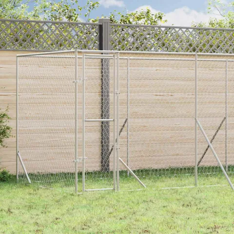 vidaXL Padoc de exterior pentru câini argintiu 6x2x2 m oțel galvanizat