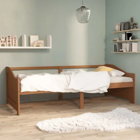 vidaXL Pat de zi cu 3 locuri, maro miere, 90x200 cm, lemn masiv pin