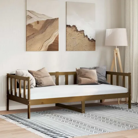 vidaXL Pat de zi, 90x200 cm, maro miere, lemn masiv de pin
