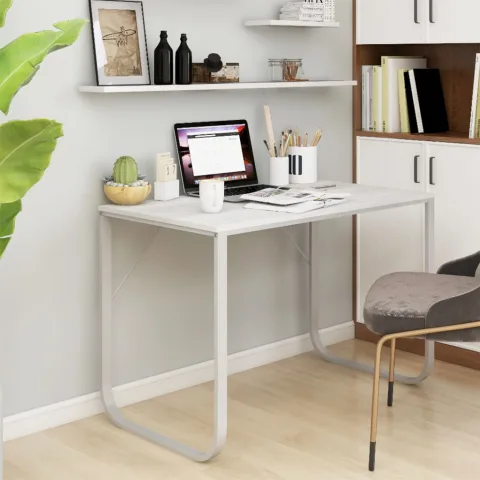 vidaXL Birou de computer, alb, 110x60x73 cm, lemn prelucrat