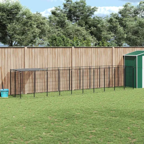 vidaXL Padoc pentru câini, negru, 6,05 m², oțel