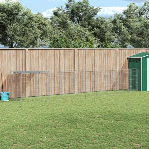 vidaXL Padoc pentru câini, argintiu, 6,05 m², oțel