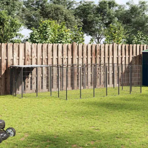 vidaXL Padoc pentru câini, negru, 8,47 m², oțel