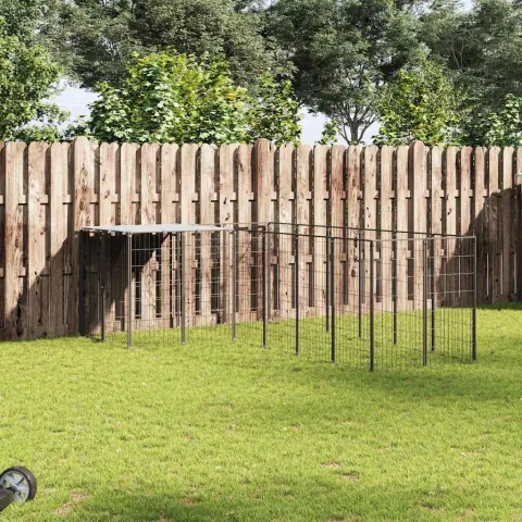vidaXL Padoc pentru câini, negru, 8,47 m², oțel