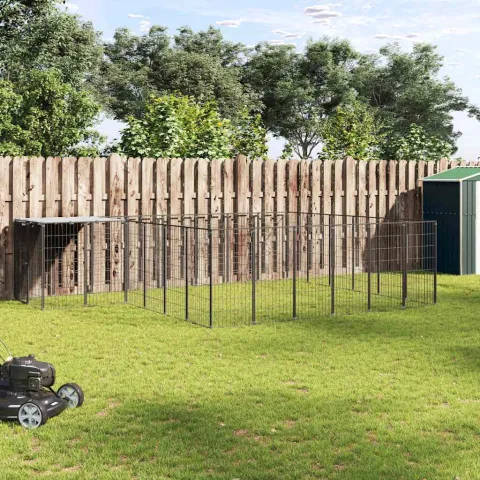 vidaXL Padoc pentru câini, negru, 12,1 m², oțel