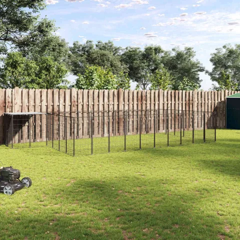 vidaXL Padoc pentru câini, negru, 19,36 m², oțel