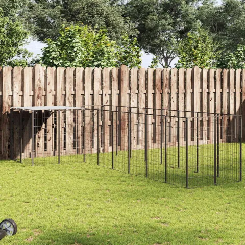 vidaXL Padoc pentru câini, negru, 6,05 m², oțel