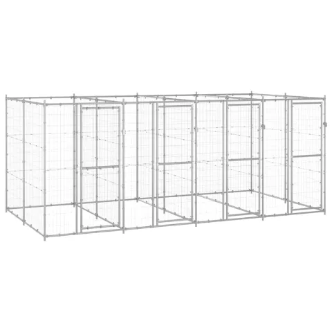 vidaXL Padoc pentru câini de exterior, 9,68 m², oțel galvanizat