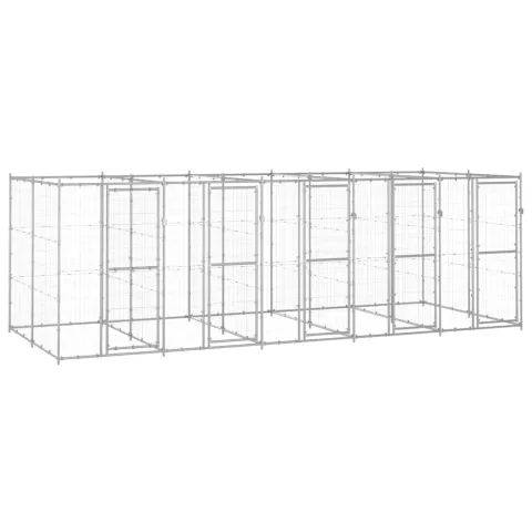 vidaXL Padoc pentru câini de exterior, 12,1 m², oțel galvanizat