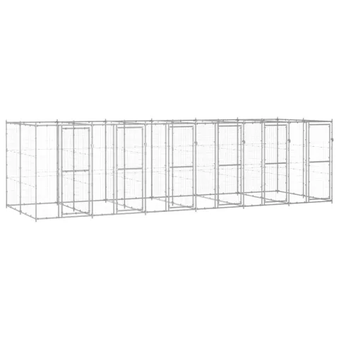 vidaXL Padoc pentru câini de exterior, 14,52 m², oțel galvanizat