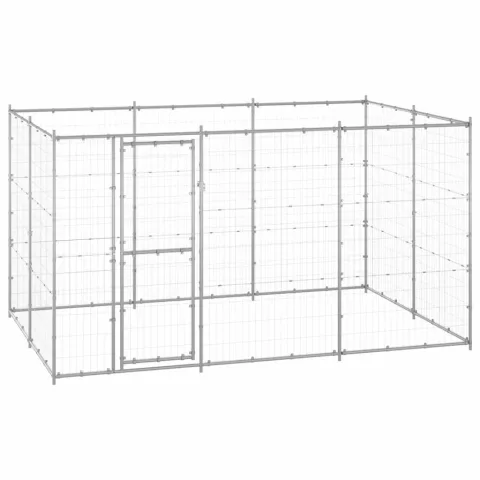 vidaXL Padoc câini de exterior, 7,26 m², oțel galvanizat