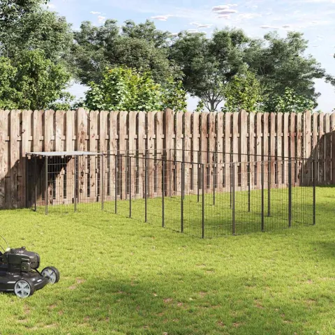 vidaXL Padoc pentru câini, negru, 10,89 m², oțel