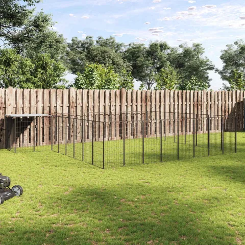 vidaXL Padoc pentru câini, negru, 20,57 m², oțel