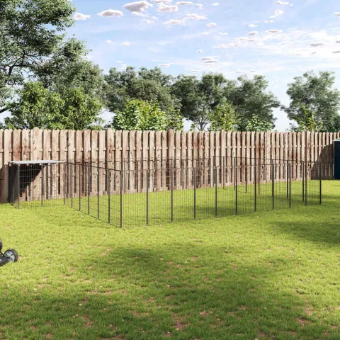vidaXL Padoc pentru câini, negru, 25,41 m², oțel