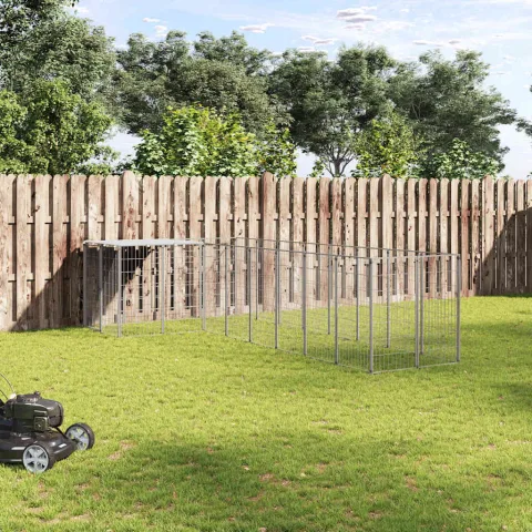 vidaXL Padoc pentru câini, argintiu, 6,05 m², oțel