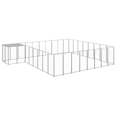vidaXL Padoc pentru câini, argintiu, 20,57 m², oțel