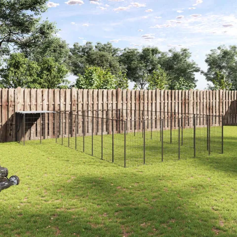 vidaXL Padoc pentru câini, negru, 19,36 m², oțel