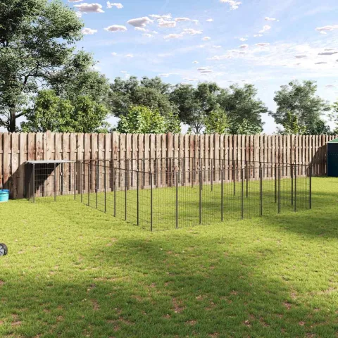 vidaXL Padoc pentru câini, negru, 25,41 m², oțel
