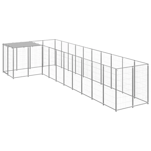 vidaXL Padoc pentru câini, argintiu, 7,26 m², oțel