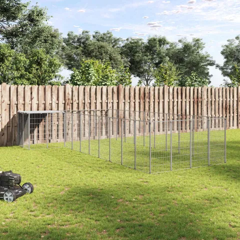 vidaXL Padoc pentru câini, argintiu, 13,31 m², oțel