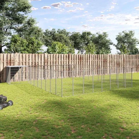 vidaXL Padoc pentru câini, argintiu, 25,41 m², oțel