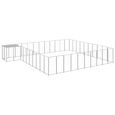 vidaXL Padoc pentru câini, argintiu, 31,46 m², oțel