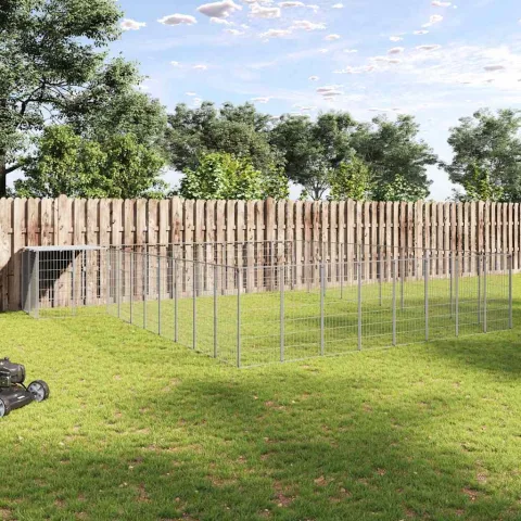 vidaXL Padoc pentru câini, argintiu, 37,51 m², oțel