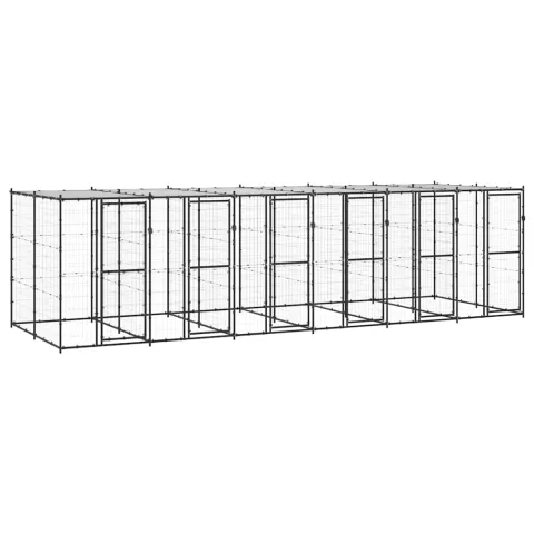 vidaXL Padoc pentru câini de exterior cu acoperiș, 14,52 m², oțel