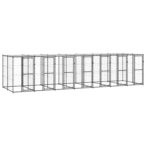 vidaXL Padoc pentru câini de exterior cu acoperiș, 16,94 m², oțel