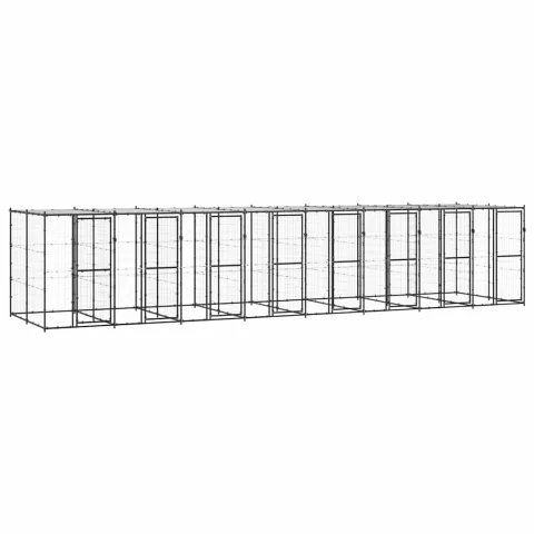 vidaXL Padoc pentru câini de exterior cu acoperiș, 19,36 m², oțel