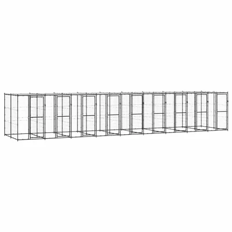 vidaXL Padoc pentru câini de exterior cu acoperiș, 21,78 m², oțel