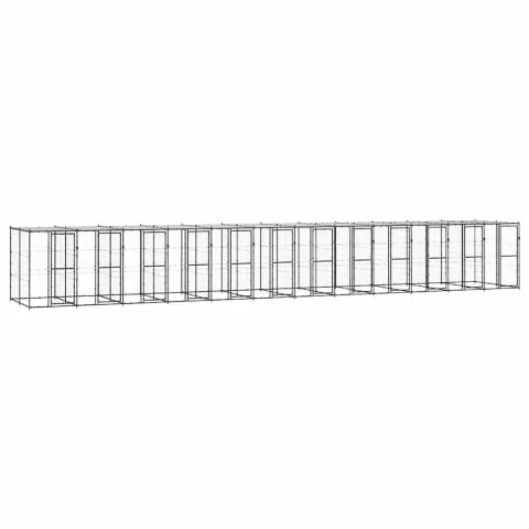 vidaXL Padoc pentru câini de exterior cu acoperiș, 29,04 m², oțel