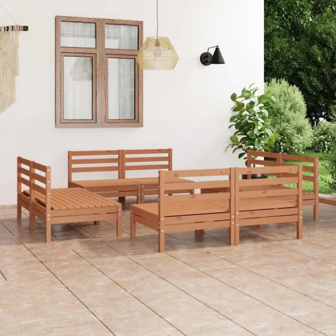 vidaXL Set mobilier de grădină, 8 piese, maro miere, lemn masiv de pin